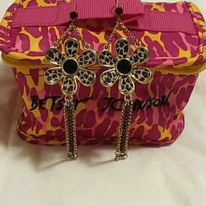 Betsey Johnson Boho Earrings w/bonus cosmetic tote